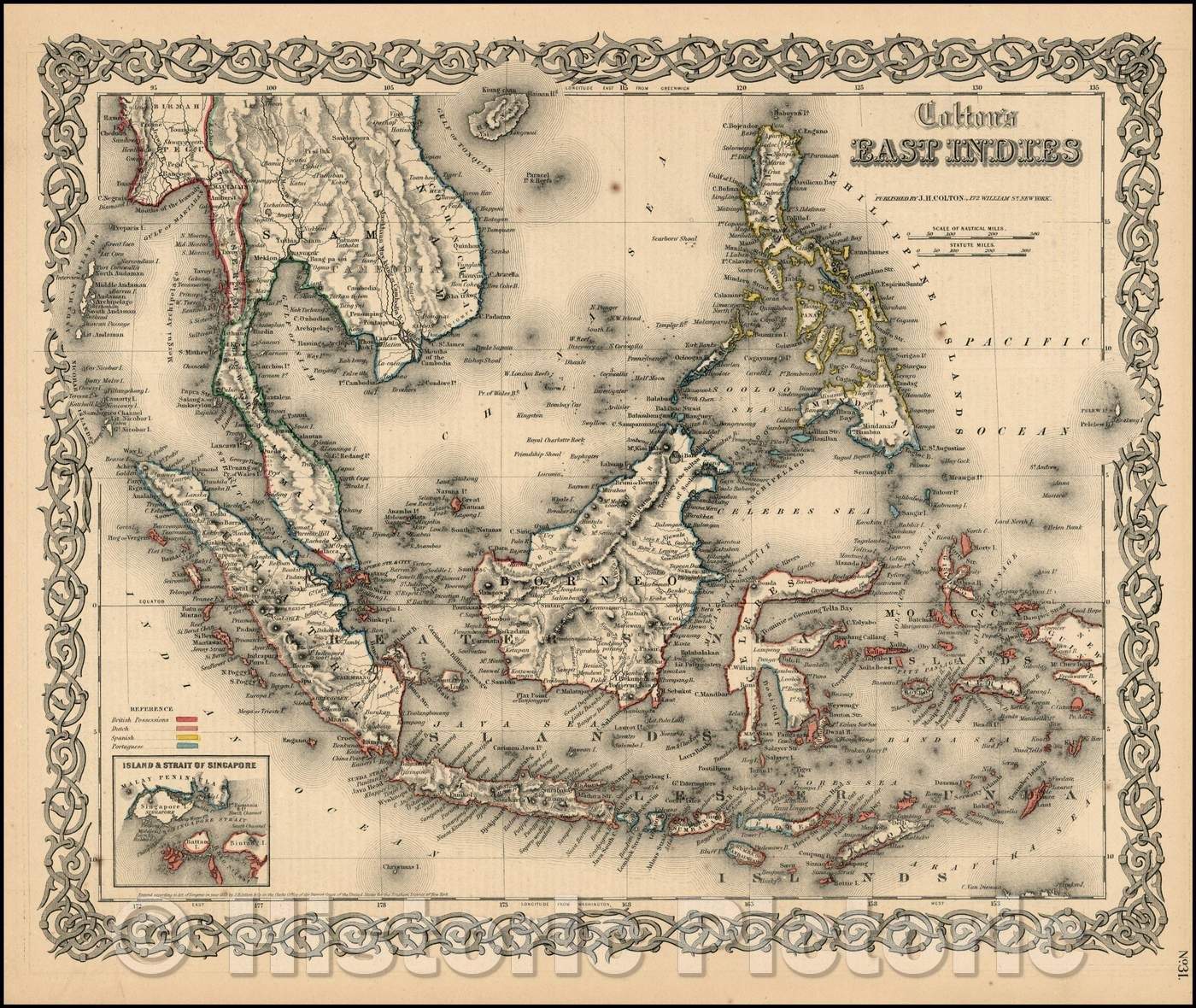 Historic Map - East Indies, 1860, Joseph Hutchins Colton - Vintage Wall Art