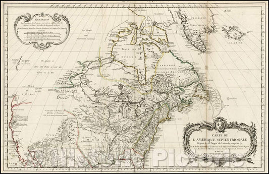Historic Map - Carte de L'Amerique Septentrionale Depuis to 28 Degre de Latitude Jusqu'au, 1755, Jacques Nicolas Bellin v1