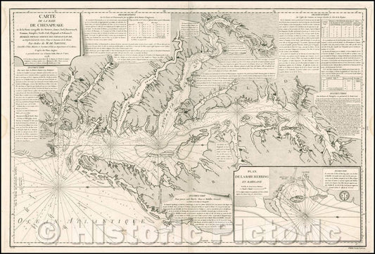 Historic Map - Baie De Chesapeake et de la Partie navigable des Rivieres, James, York, Patomack, Patuxeo, Patapasco, North-East, Choptauk et Pokomack, 1778 v1