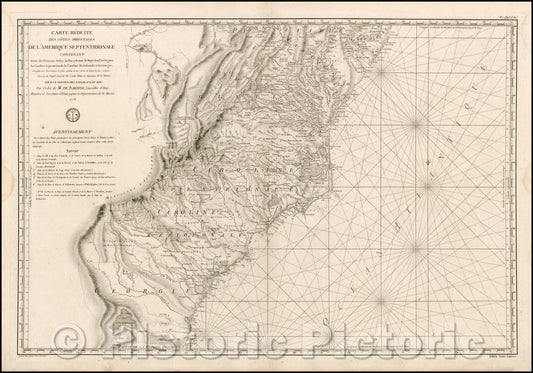 Historic Map - Cotes Orientales De L'Amerique Septentrionale Contentant Partie du Nouveau Jersey, la Pen-sylvanie, le Mary-land, la Virginie, 1778 - Vintage Wall Art