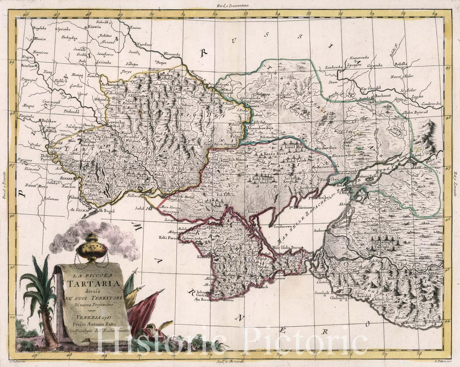 Historic Map - La Piccola Tartaria Colla Crimea/Regional Map of the northern part of the Black Sea and part of Ukraine, 1798, Antonio Zatta - Vintage Wall Art