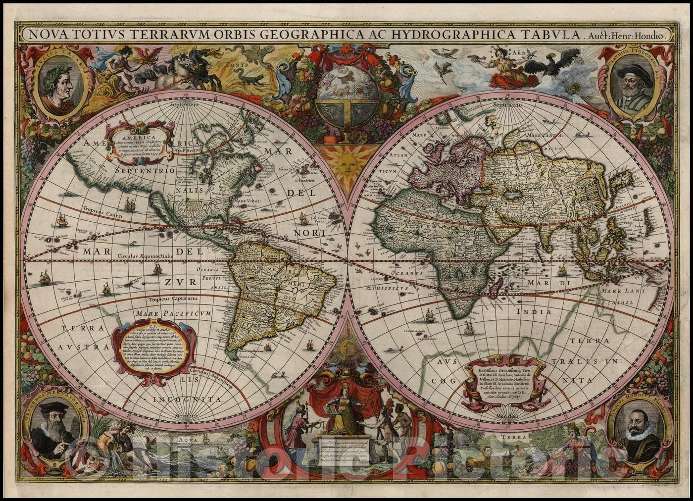 Historic Map - Nova Totius Terrarum Orbis Geographica Ac Hydrographica Tabula Auct. Henr: Hondio, 1630, Henricus Hondius v1