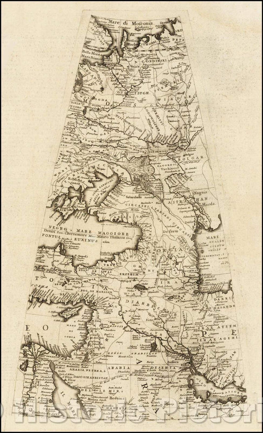 Historic Map - Globe Gore of part of Russia, the Ukraine, the Black Sea, Georgia, Armenia, Cyprus, Asia Minor, Egypt, etc, 1692, Vincenzo Maria Coronelli - Vintage Wall Art