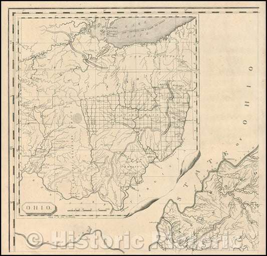 Historic Map - Ohio [First Printed Map of Ohio - Northeast Sheet from Bishop Madison Map of Virginia], 1807, Frederick Bossler - Vintage Wall Art