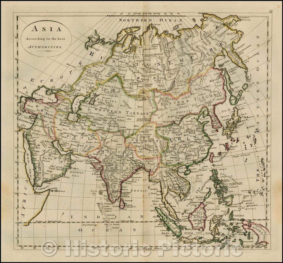 Historic Map - Asia According to the best Authorities, 1785, William Guthrie - Vintage Wall Art