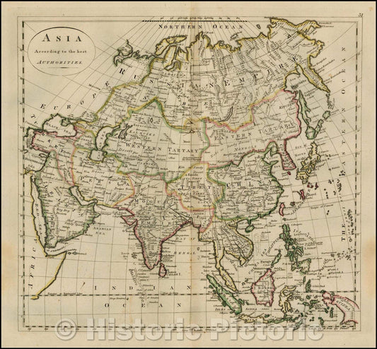 Historic Map - Asia According to the best Authorities, 1785, William Guthrie - Vintage Wall Art