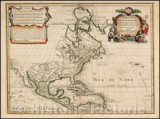 Historic Map - L'Amerique Septentrionale Dressee sur les Observations de Mrs. de l'Academie Royale des Sciences, 1700, Guillaume De L'Isle v1