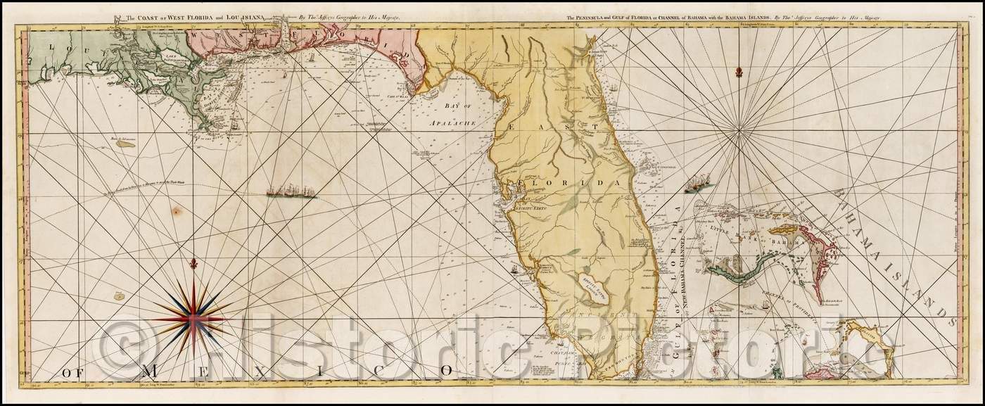 Historic Map - The Coast of West Florida and Louisiana, 1775, Thomas Jefferys v1