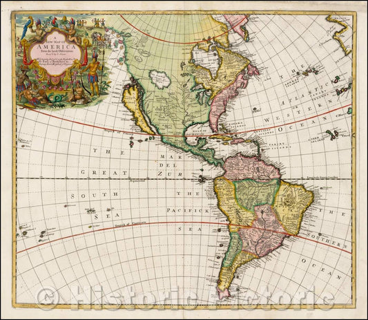 Historic Map - America From the latest Observations, 1719, John Senex v1