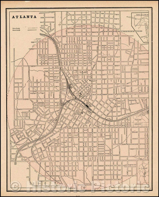 Historic Map - Atlanta, 1892, George F. Cram - Vintage Wall Art