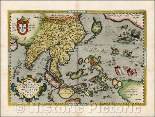 Historic Map - Indiae Orientalis Insularumque Adiacientium Typus, 1587, Abraham Ortelius - Vintage Wall Art