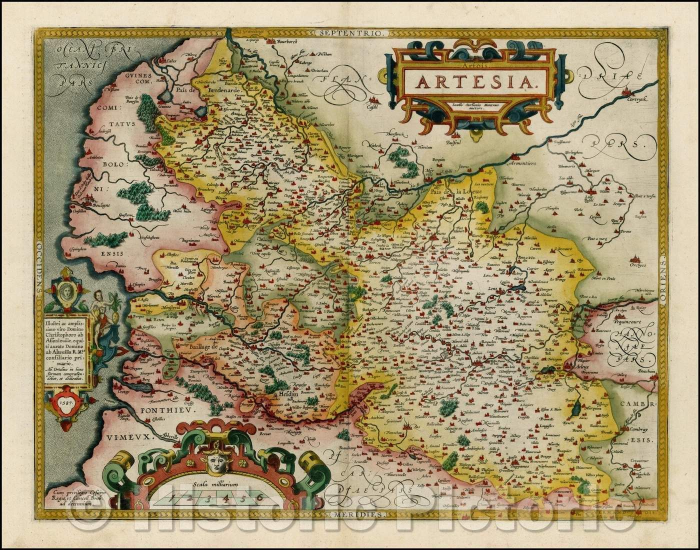 Historic Map - Artois Artesia/Artois Artesia, 1587, Abraham Ortelius - Vintage Wall Art