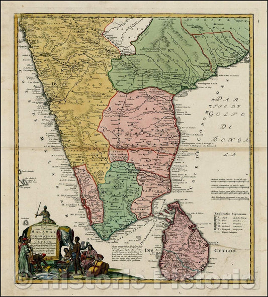 Historic Map - Peninsula Indiae citra Gangem Hoc est Orae celeberrimae Malabar & Coromandel Cum adjacente Insula non minums celebratissima Ceylon, 1733 v1