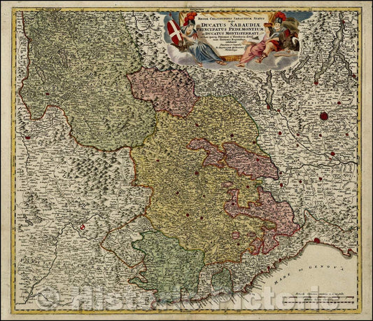 Historic Map - Regia Celsitudinis Sabaudicae Status in quo Ducatus Sabaudiae Principat/Homann's Map of the Savoy and Piedemont Regions, 1710 - Vintage Wall Art