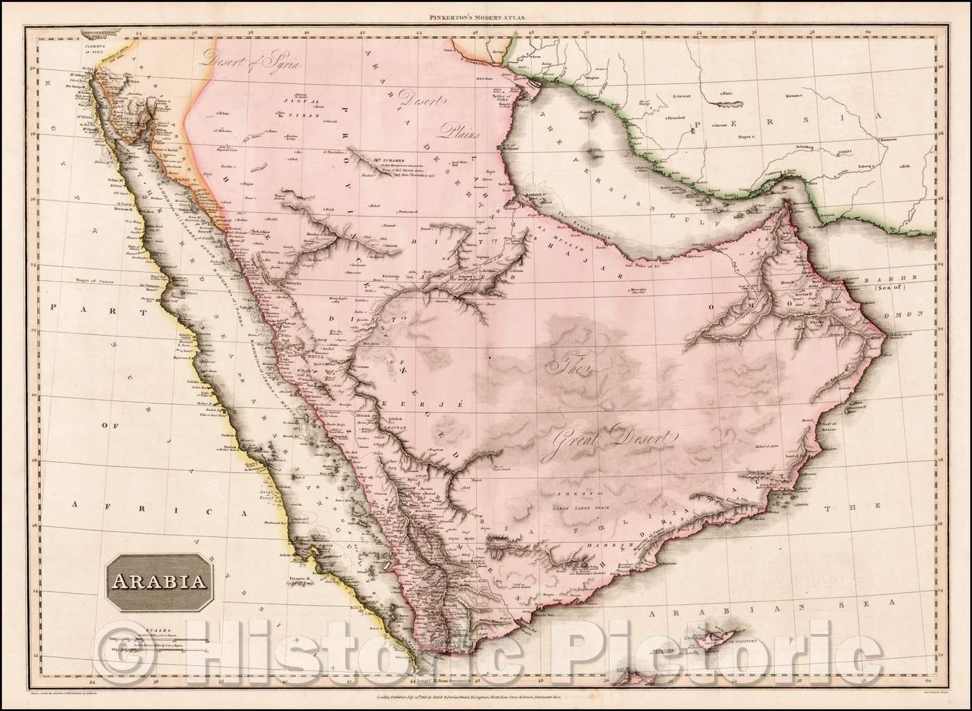 Historic Map - Arabia, 1813, John Pinkerton - Vintage Wall Art