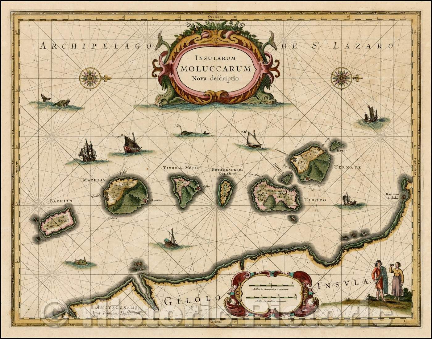 Historic Map - Insularum Moluccarum Nova Descriptio, 1640, Jan Jansson - Vintage Wall Art