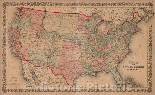 Historic Map - The United States of America, 1861, Joseph Hutchins Colton - Vintage Wall Art