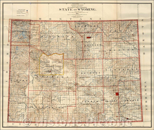 Historic Map - State of Wyoming, 1892, General Land Office v1