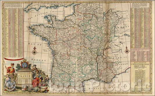 Historic Map - A New and Exact Map of France Dividid into all its Provinces and Acquisitions, 1730, Herman Moll v1