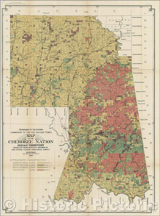 Historic Map - Map of the Creek & Seminole Nations Indian Territory, 1899, United States Department of the Interior v1