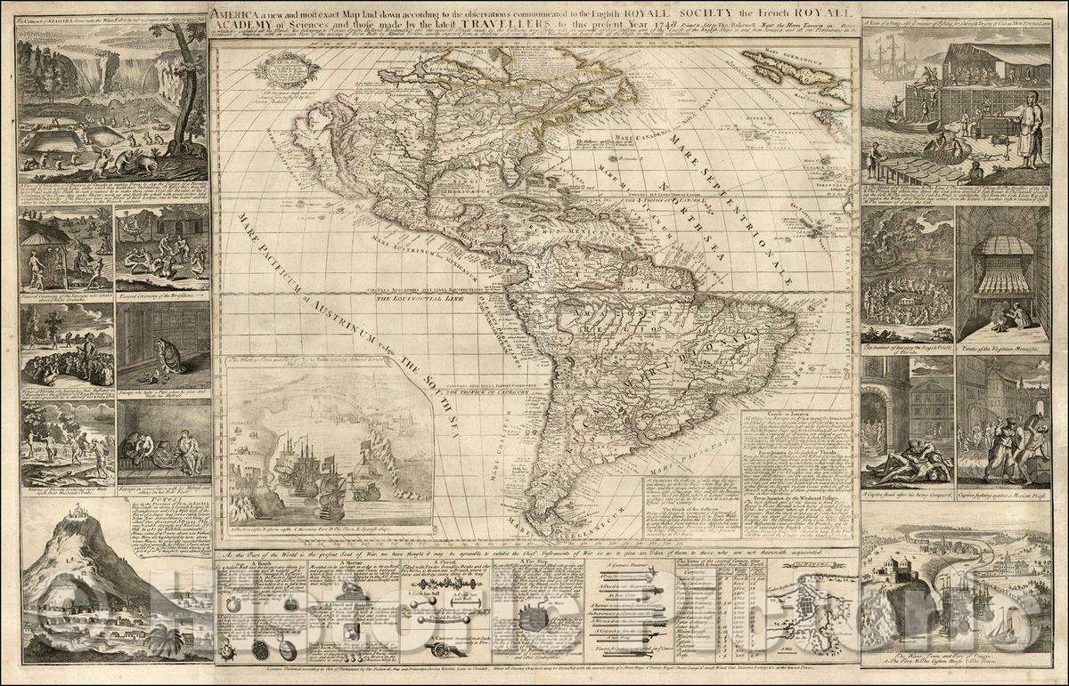 Historic Map - America, a new and most exact Map, 1748, Thomas Bakewell v1
