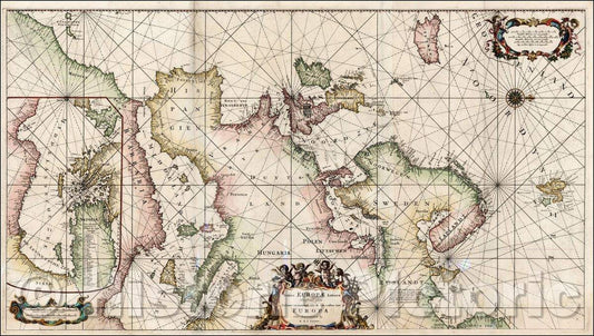 Historic Map - Totius Europae Littora Novissime adita. Pascaert vertoonende alle de See-custen van Europa, 1745, Reiner & Joshua Ottens - Vintage Wall Art