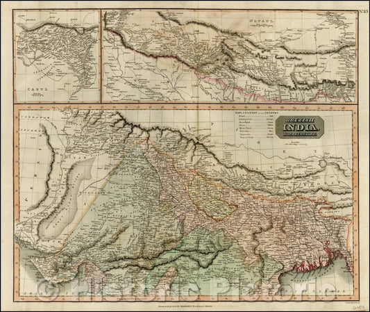 Historic Map - British India, Northern Part [with] Nepaul [with] Cabul, 1829, John Thomson v2
