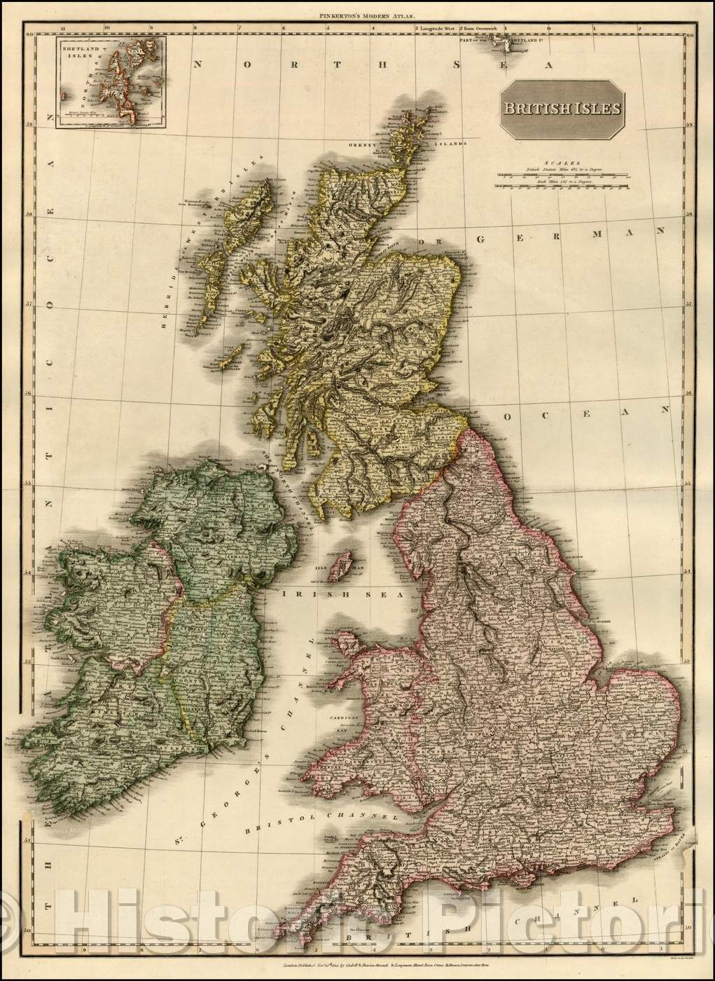 Historic Map - British Isles, 1811, John Pinkerton - Vintage Wall Art