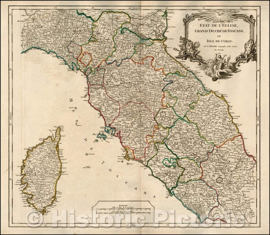 Historic Map - Etat De L'Eglise, Grand Duche De Toscane, Et Isle De Corse, 1750, Didier Robert de Vaugondy - Vintage Wall Art