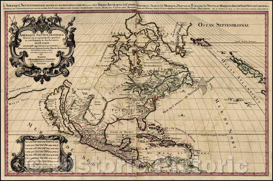 Historic Map - Amerique Septentrionale divisee en Ses Principales parties, 1692, Alexis-Hubert Jaillot v1