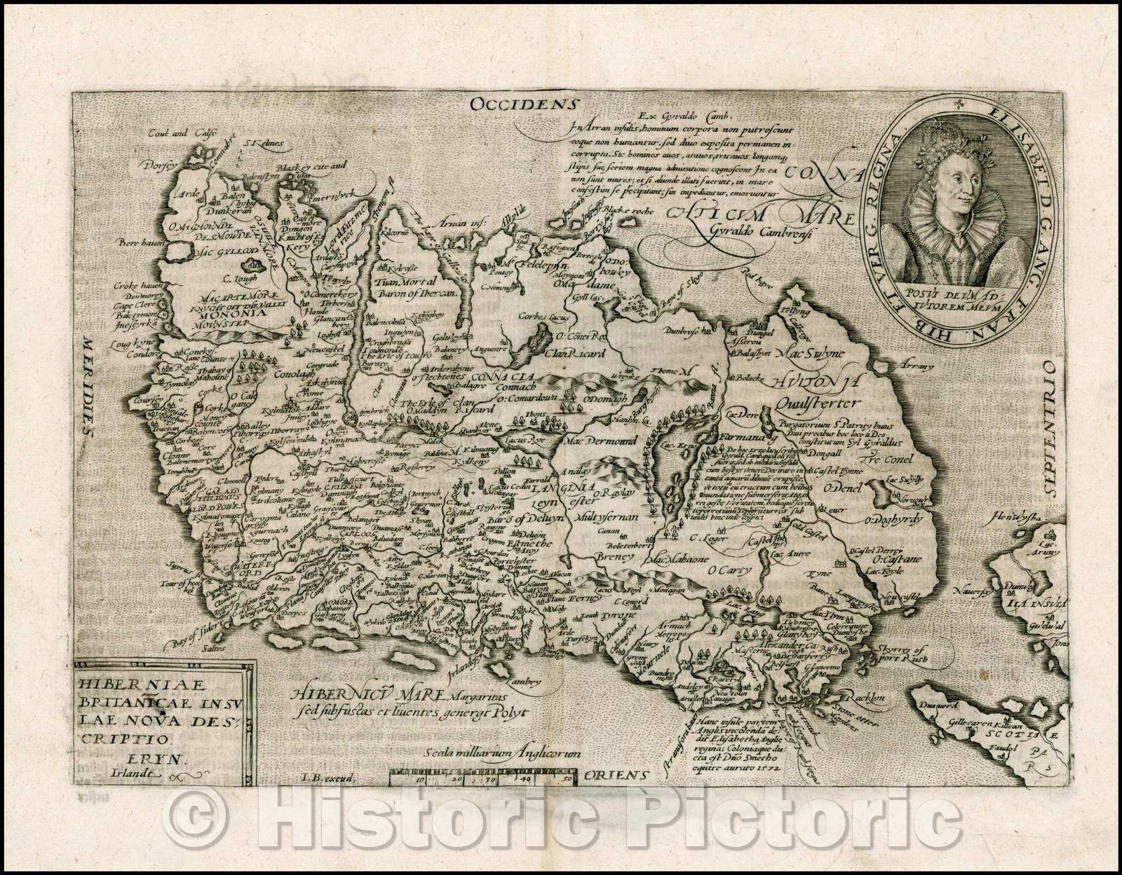 Historic Map - Hiberniae Britanicae Insulae Nova Descriptio Eryn Irlandt, 1600, Matthias Quad - Vintage Wall Art