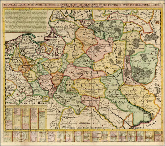Historic Map - Nouvelle Carte Du Royaume De Pologne, Divisee Selon Ses Palatinates Et Ses Provinces, Avec Des Remarques Historiques, 1710, Henri Chatelain v1
