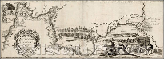 Historic Map - Le Cours de la Riviere de Wolga Anciennement :: The River Course Volga Formerly RHA, 1659 - Vintage Wall Art