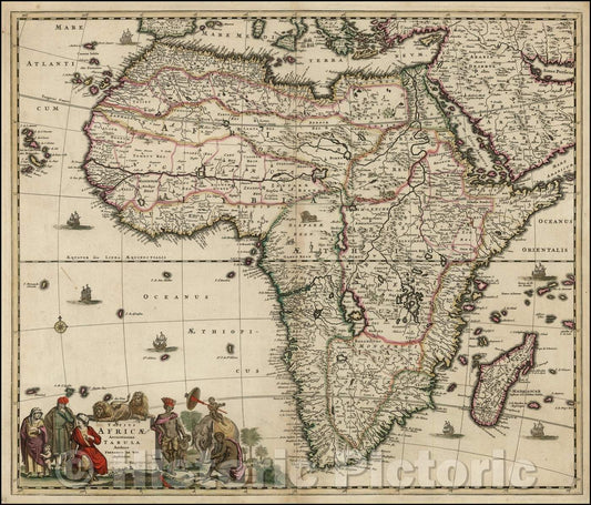 Historic Map - Totius Africae Accuratissima Tabula, 1680, Frederick De Wit - Vintage Wall Art