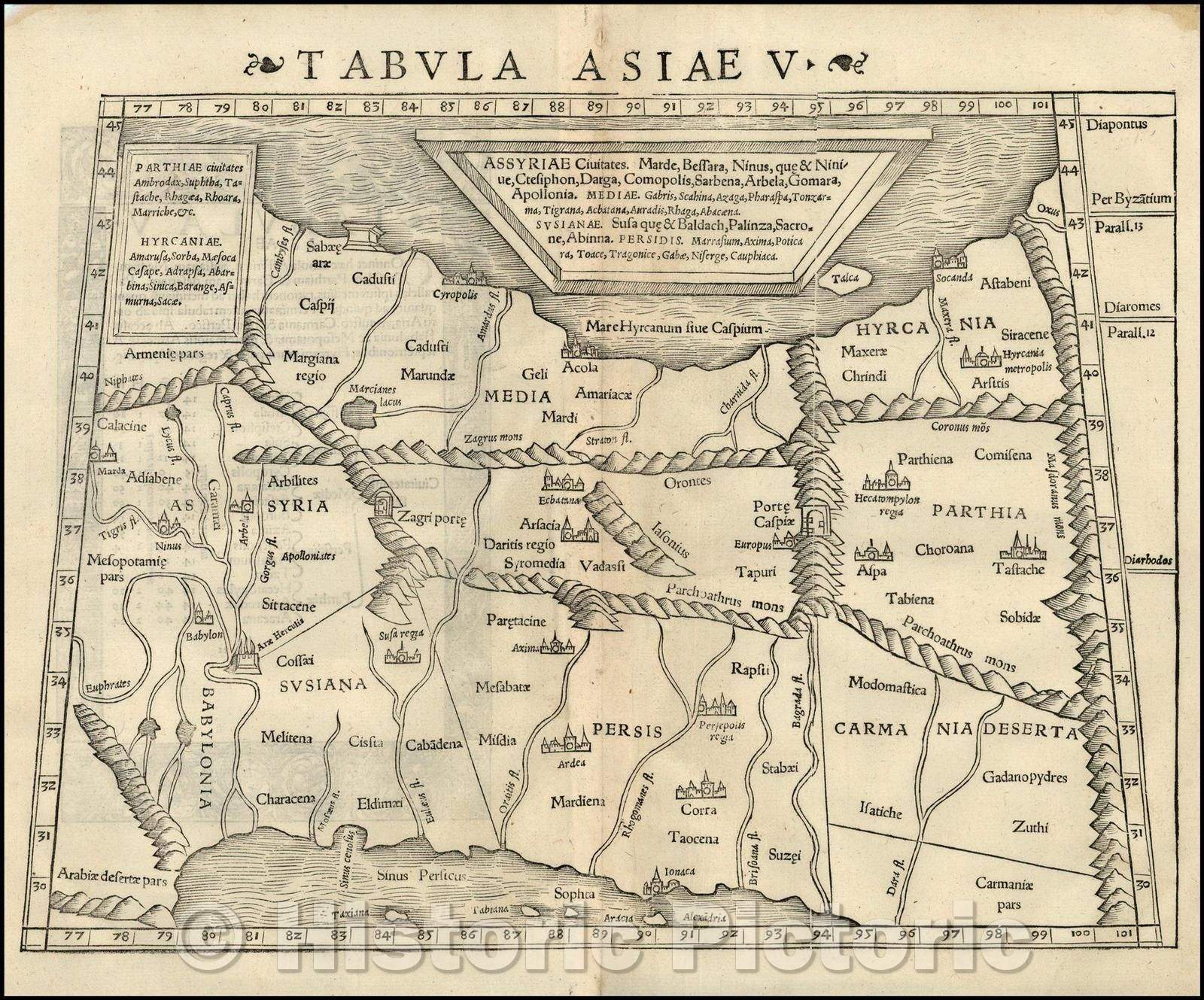 Historic Map - Tabula Asiae V, 1542, Sebastian M?nster - Vintage Wall Art