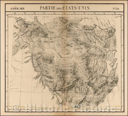 Historic Map - Amer. Sep. No. 39. Partie Des Etats-Unis [Idaho and Western Montana] :: BittIdaho and Western Montana, 1825 - Vintage Wall Art