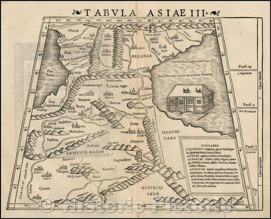 Historic Map - Tabula Asiae III Black & Caspian Sea Region, 1542, Sebastian M?nster - Vintage Wall Art