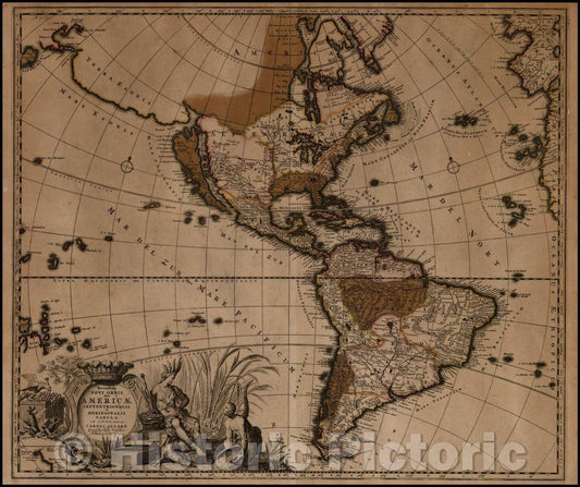 Historic Map - Recentissima Novi Orbis Sive Americae Septentrionalis et Meridionalis Tabula ex Officina Caroli Allard, 1700, Carel Allard v1