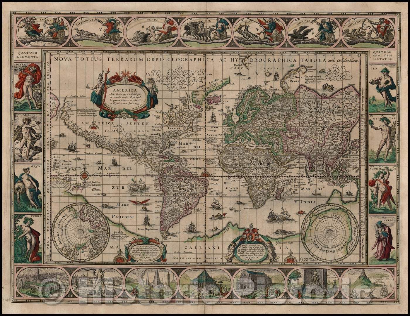 Historic Map - Nova Totius Terrarum Orbis Geographica Ac Hydrographica Tabula auct Guiljelmo Blaeuw, 1630, Willem Janszoon Blaeu v1