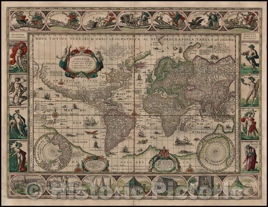 Historic Map - Nova Totius Terrarum Orbis Geographica Ac Hydrographica Tabula auct Guiljelmo Blaeuw, 1630, Willem Janszoon Blaeu v1