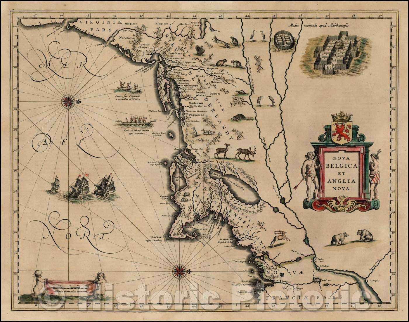 Historic Map - Nova Belgica et Anglia Nova, 1635, Willem Janszoon Blaeu v1