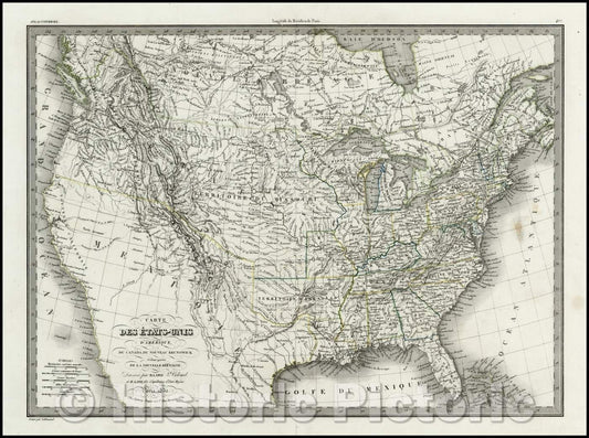 Historic Map - Carte Des Etats-Unis D'Amerique, 1832, Alexandre Emile Lapie v1