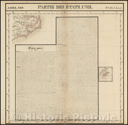 Historic Map - Amer. Sep. No. 57(bis) Partie De Etats Unis/Map of a part of North Carolina, Hyde County, Martin Coutny, Caretare County etc, 1825 - Vintage Wall Art