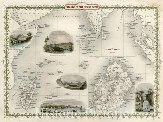 Historic Map - Islands in the Indian Ocean, 1851, John Tallis - Vintage Wall Art