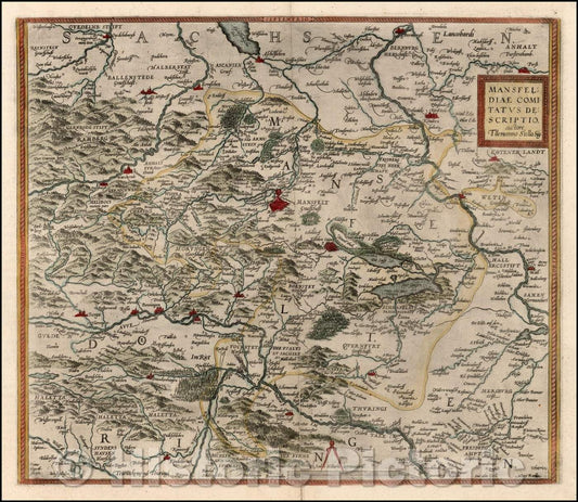 Historic Map - Mansfeldiae Comitatus Descriptio auctore Tilemanno Stella Sig, 1574, Abraham Ortelius v2