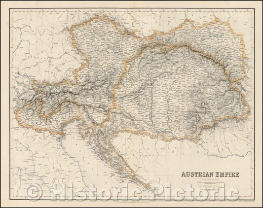 Historic Map - Austrian Empire, 1854, Archibald Fullarton & Co. - Vintage Wall Art