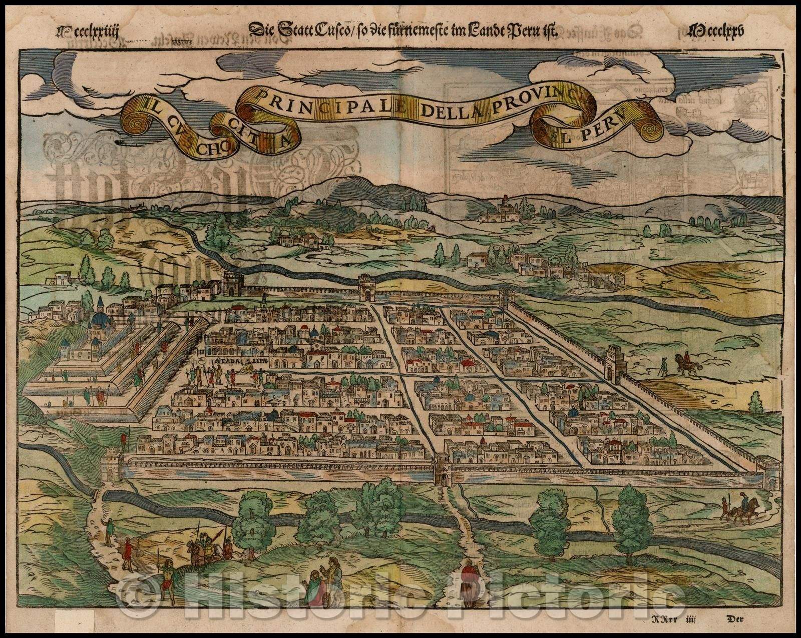 Historic Map - Il Cuscho Citta Principale Della Provincia Del Peru, 1579, Sebastian M?nster - Vintage Wall Art
