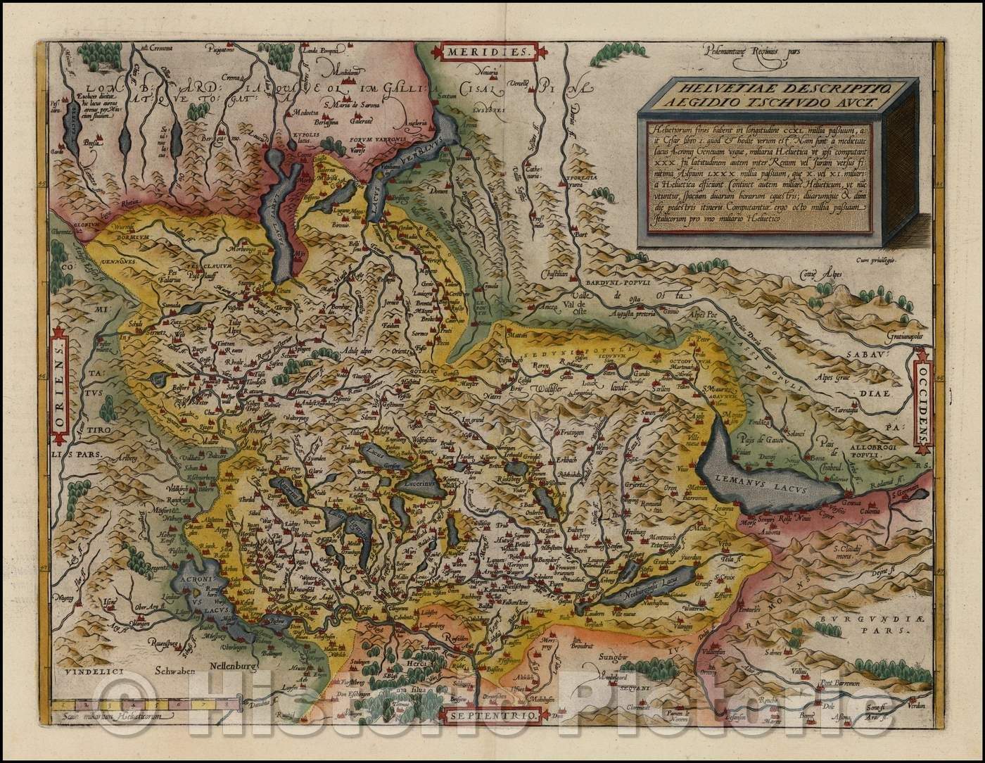 Historic Map - Helvetiae Descriptio Aegidio Tschudo Auct, 1587, Abraham Ortelius v1