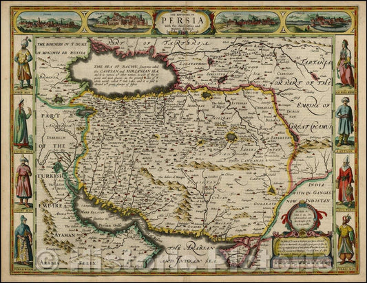Historic Map - The Kingdome of Persia with the cheef citties and Habites descibed, 1676, John Speed - Vintage Wall Art