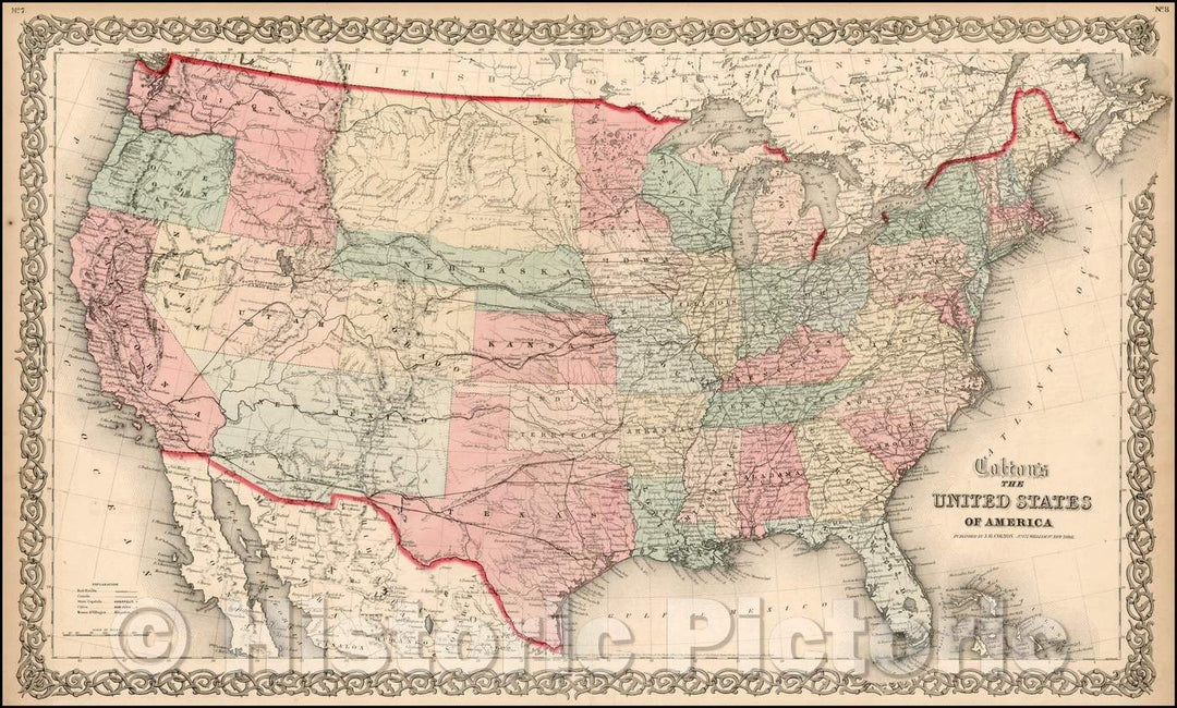 Historic Map - Colton's United States of America, 1861, Joseph Hutchins Colton v1